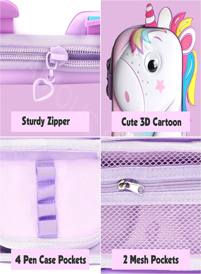 فيماس كواليتي علبة أقلام رصاص أنيقة ثلاثية الأبعاد على شكل وحيد القرن باللون الوردي مصنوعة من مادة إيثيلين فينيل أسيتات (EVA) عالية الجودة، مزودة بأقسام متعددة، منظم أدوات مدرسية للأطفال، صندوق أدوات مكتبية للطلاب (قطعة واحدة بألوان قوس قزح). - Image 2